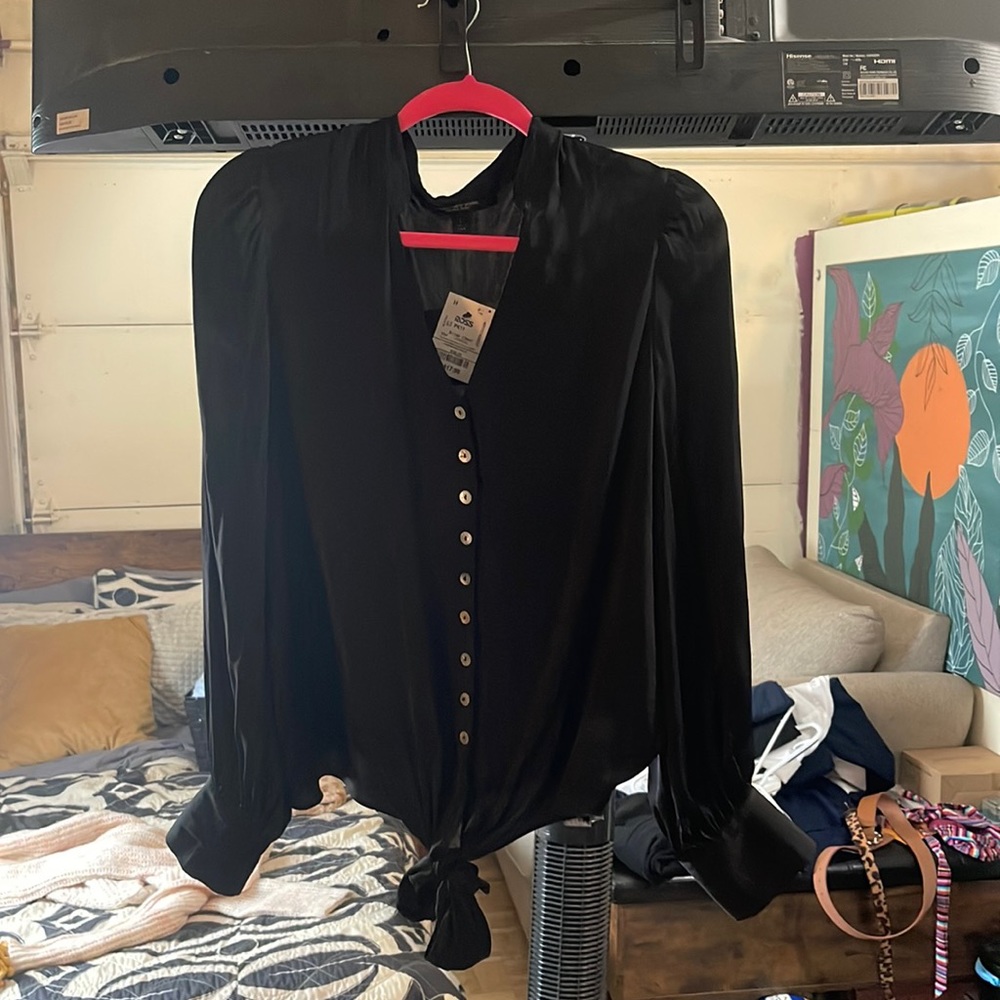 Button up tie knot long sleeve